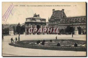 Postcard Old New Paris to the French gardens of Place du Carrousel