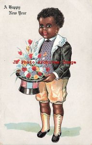 902881-Black Americana, Behrendt No 397, Happy New Year, Child with Flowers