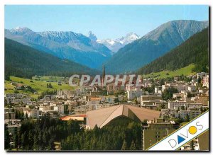 Modern Postcard Davos und gegen Tinzenhorn Piz Mitgel put Eishalle