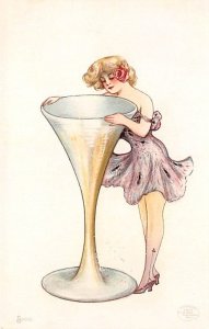 Artist Samuel Schmucker Drinking Postcard - Liquor Winery