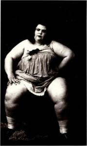 Unidentified Circus Fat Lady Sideshow Postcard