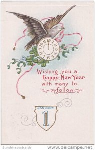 New Year Clock With Beautiful Dove 1920