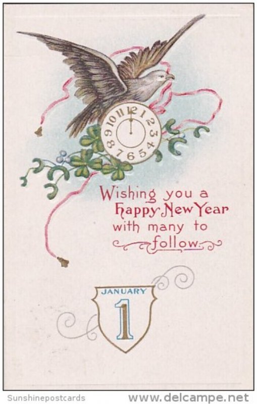 New Year Clock With Beautiful Dove 1920