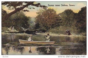 Man & Woman On A Boat, Scene Near Salem, Iowa, PU-1912