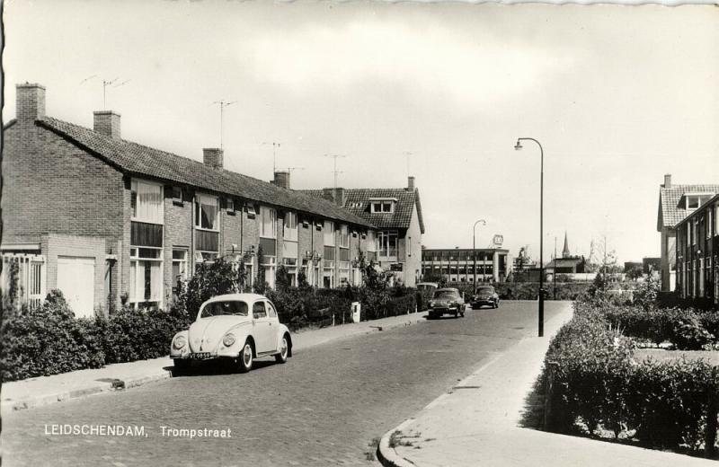 netherlands, LEIDSCHENDAM, Trompstraat, VW V.W. Beetle Car (1960s) RPPC