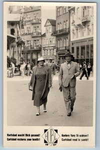 Czech Republic Postcard Karlsbad restores your health HUBL c1940’s RPPC Photo