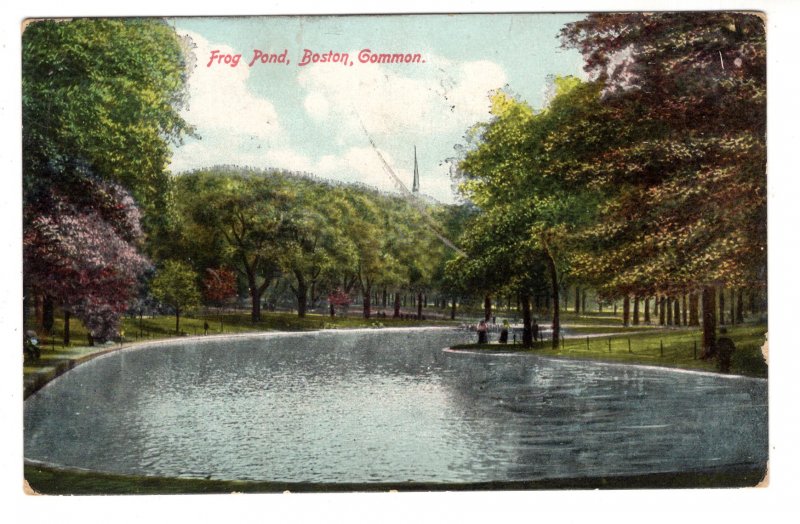 Frog Pond, Boston, Massachusetts, Used 1908 Flag Cancel