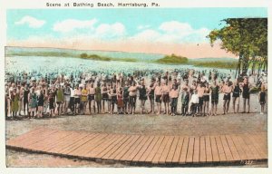 USA Scene at Bathing Beach Harrisburg Pennsylvania Vintage Postcard 04.18