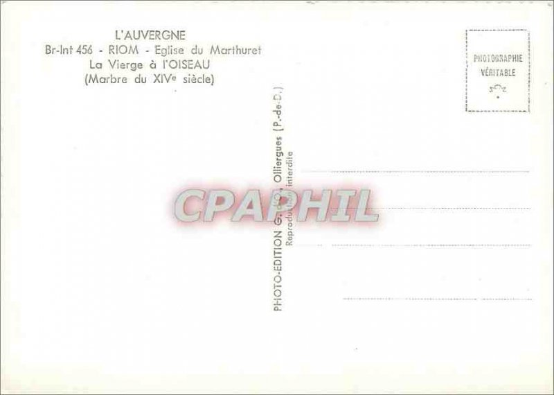 Modern Postcard Auvergne Church of Riom Marthuret the virgin Bird (Marble fou...