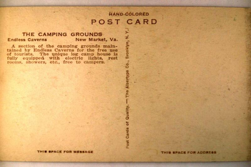 Unused pre-1925 OLD CARS AT CAMPGROUND in New Market Virginia VA postcard y3318