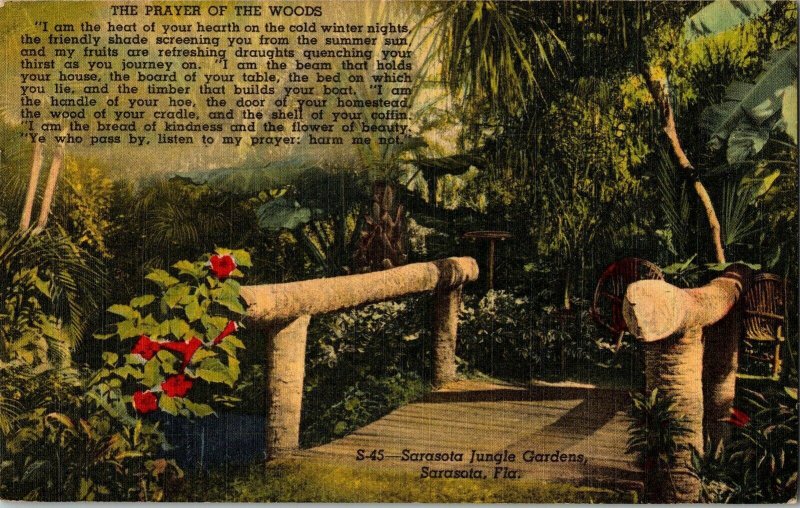 Sarasota Jungle Gardens Florida Linen Postcard WOB Cancel PM 2 Note Portugal 