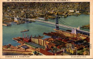 New Jersey Camden Delaware River Bridge To Philadelphia Showing R C A Victor ...