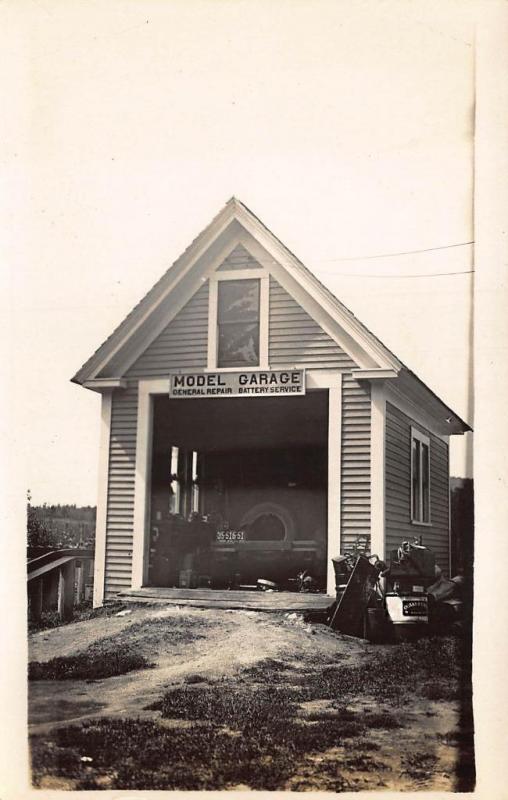 Maine License Plate #35-510 Model Garage Real Photo Postcard