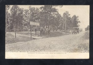 SELLERSVILLE PENNSYLVANIA PA. HIGHLAND PARK ENTRANCE 1907 VINTAGE POSTCARD