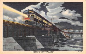 Monon Hoosier Line Lew Wallace Train Engine Crossing Bridge Linen PC AA68778