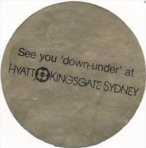 AUSTRALIA SYDNEY HYATT KINGSGATE HOTEL VINTAGE LUGGAGE LABEL