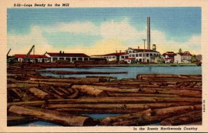 Logging Logs Ready For The Mill In The Scenic Northwoods Country Curteich