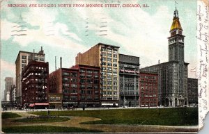 Michigan Ave North from Monroe Street Chicago Illinois Postcard 1906