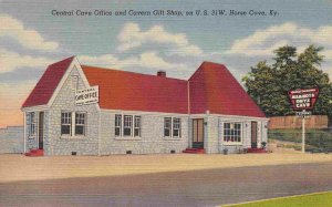 Central Cave Office Cavern Gift Shop US 31W Horse Cave Kentucky linen postcard