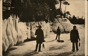 Lake Champlain Vermont VT Ice Fishing McIndoe Falls Cancel c1909 Postcard