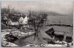 Vtg Aurora Indiana IN Flood Damage 1937 Market Street View Disaster Postcard