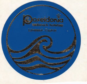 Cyprus Limassol Poseidonia Hotel Vintage Luggage Label sk3169