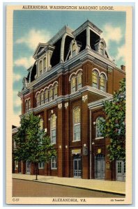 c1940 Alexandria Washington Masonic Lodge Exterior Alexandria Virginia Postcard