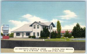 CLOVIS, New Mexico  NM   LA CONTENTA COURTS & Lodge  c1940s Linen Postcard