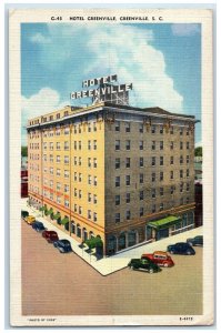 1953 Hotel Greenville Exterior Greenville South Carolina SC Posted Cars Postcard