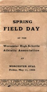 1906  Worcester High School  Spring Field Day   6 x 3  10 Pages