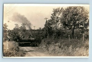 C.1910 RPPC C.E.I Train Crossing Road Boyertown, PA. Postcard P165