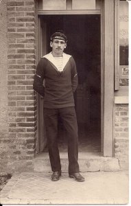 RPPC French Navy 1920, Sailor, Uniform, Named Vessel Democratie, Battle Ship