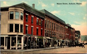 Postcard Maine Street in Auburn, Maine