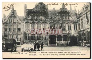 Old Postcard The 1914 Army War Furnes The City Hotel at King Albert has estab...