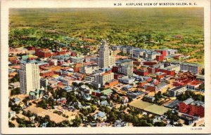 North Carolina Winston-Salem Airplane View 1936 Curteich