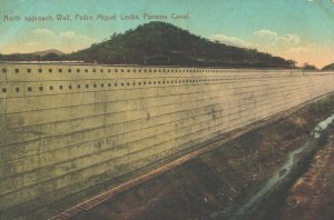Panama North Approach Wall Pedro Miguel Locks Panama Canal Postcard 03.75
