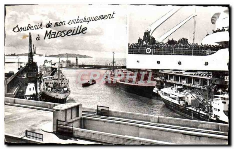 Modern Postcard Souvenir From My Boarding Marseille Quai de la Joliette Embar...