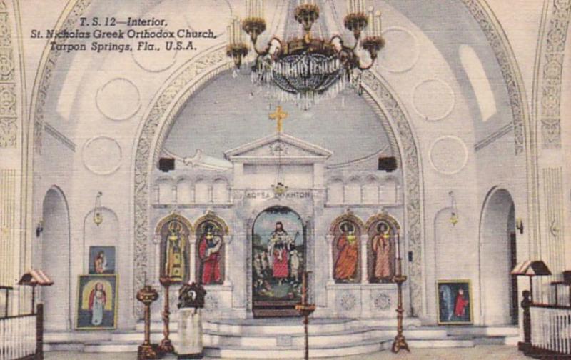 Florida Tarpon Springs St Nicholas Greek Orthodox Curch Interior 1940 Curteich