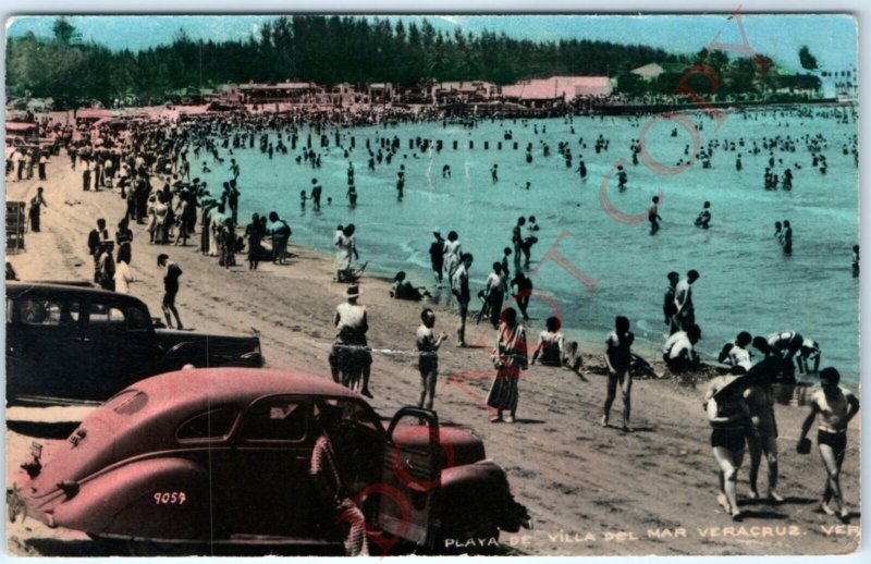 c1950s Playa Villa del Mar, Veracruz, Mexico RPPC Beach Lake Real Photo PC A138 