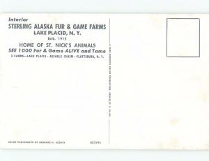 Pre-1980 postcard ad STERLING ALASKA FUR & GAME FARMS Lake Placid NY E7336