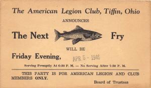 A24/ Tiffin Ohio Postcard American Legion Club Fish Fry 1946