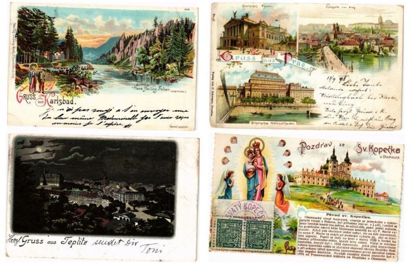 CZECH REPUBLIC, CZECOSLOVAKIA, 21 Vintage LITHOGRAPH POSTCARDS pre-1910 (L5792)