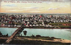 Postcard View Calgary Alta Showing Centre Street Bridge Canada