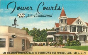 Brogan 1940s Towers Ct roadside Hot Springs National Park Arkansas Postcard 7673
