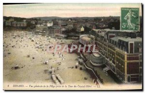 Old Postcard Dinard General view of the beach taken from the Tower of Crystal...