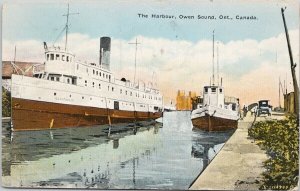 The Harbour Owen Sound Ontario Steamer 'Manitoulin' c1934 Postcard F84