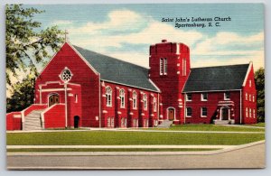 Spartanburg South Carolina~Saint Johns Lutheran Church~1952 Linen Postcard