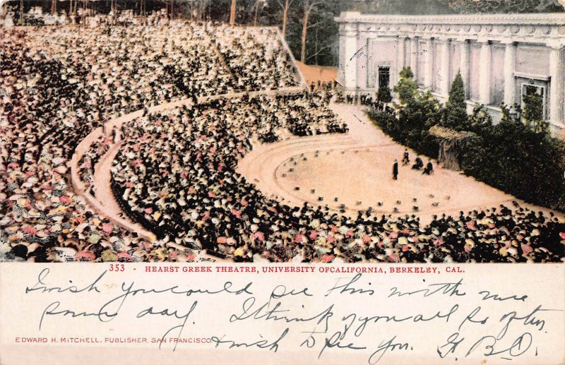 Hearst Greek Theater, Berkeley, California, Early Postcard, Used in 1907