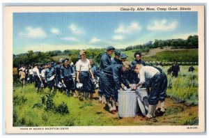 c1940 Clean-Up After Mess Soldiers Camp Grant Illinois Vintage Antique Postcard