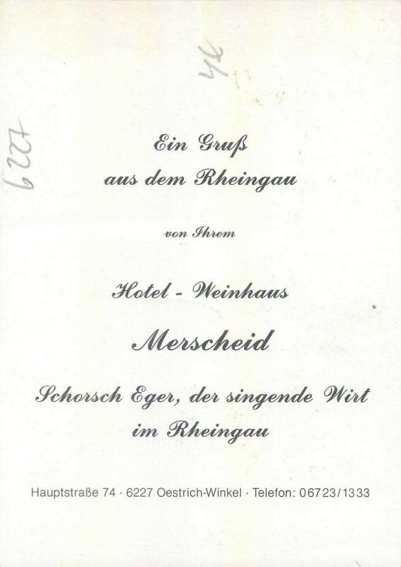 Ein gruss aus dem Rheingau hotel weinhaus Merscheid Schorsch Eger wine